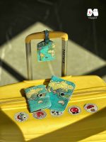 ست کاور پاسپورت تگ چمدان و جاکارتی طرح نقشه جهان سبز آبی