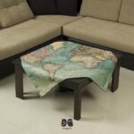 رومیزی مربع طرح نقشه جهان کاربنی