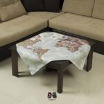 رومیزی مربع طرح نقشه جهان کروم