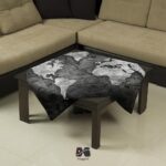 رومیزی مربع طرح نقشه جهان پول