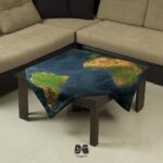 رومیزی مربع طرح نقشه جهان ستلایت