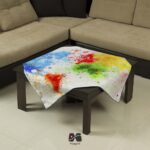 رومیزی مربع طرح نقشه جهان اسپلش