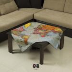 رومیزی مربع طرح نقشه جهان وینتیج