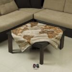 رومیزی مربع طرح نقشه جهان چوب