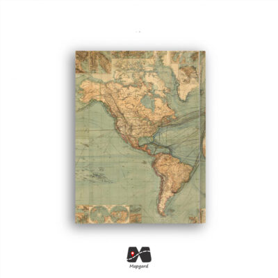 دفترچه یادداشت طرح نقشه جهان قدیمی