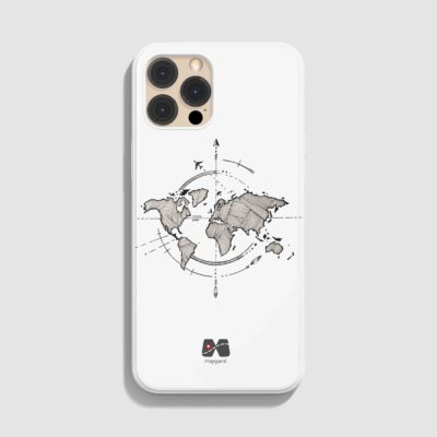 قاب موبایل طرح نقشه جهان مینیمال قطب نما