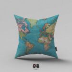 کوسن طرح نقشه جهان سبز آبی