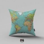 کوسن طرح نقشه جهان سبز آبی شارپ