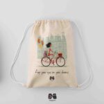 کوله پشتی مخمل طرح دوچرخه سوار