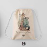 کوله پشتی مخمل طرح موتور سوار