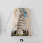 کوله پشتی مخمل طرح ایتالیا برج پیزا
