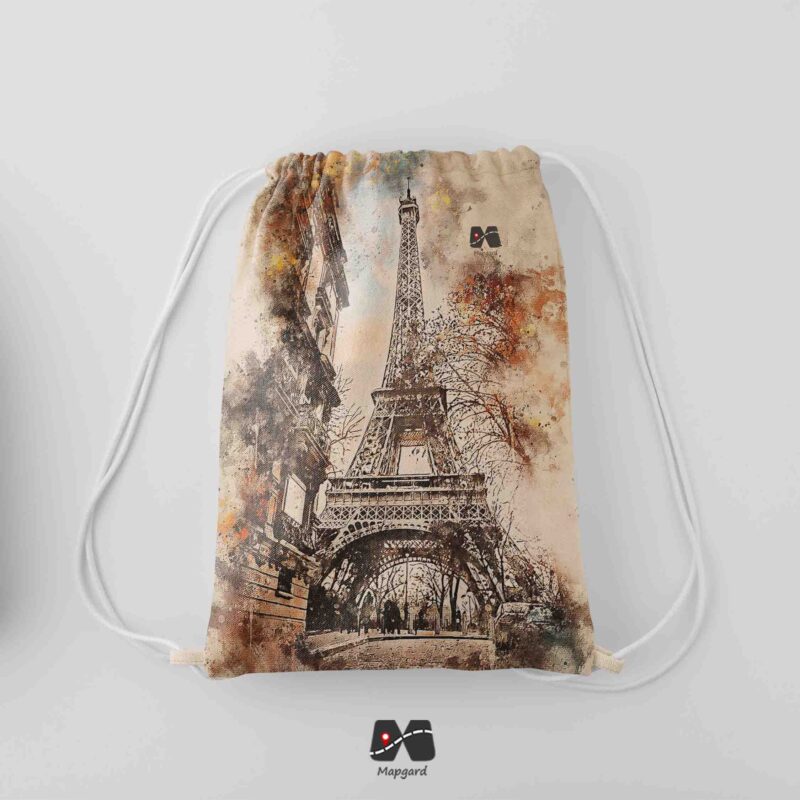 کوله پشتی مخمل طرح پاریس برج ایفل