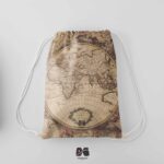 کوله پشتی مخمل طرح نقشه جهان آنتیک