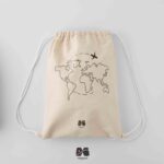 کوله پشتی مخمل طرح نقشه جهان مینیمال هواپیما