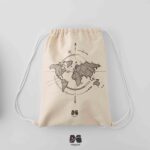 کوله پشتی مخمل طرح نقشه جهان مینیمال قطب نما