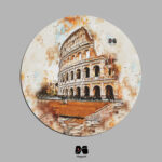 زیر لیوانی چوبی طرح ایتالیا کولوسئوم رم