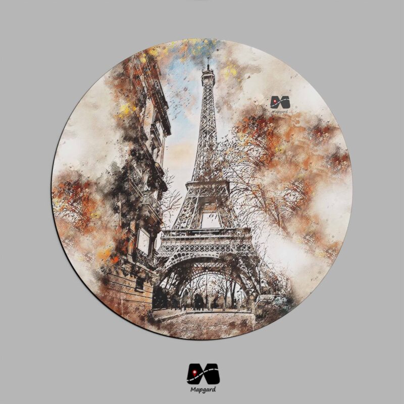 زیر لیوانی چوبی طرح پاریس برج ایفل