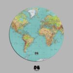 زیر لیوانی چوبی طرح نقشه جهان سبز آبی شارپ