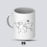 ماگ سرامیکی نقشه جهان مینیمال با هواپیما مپگرد