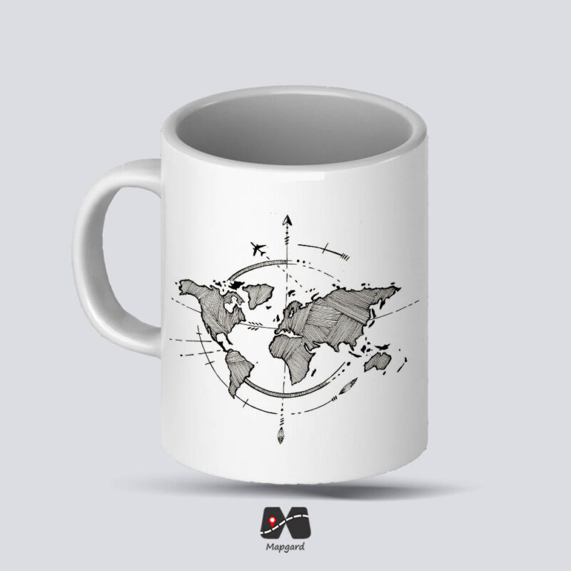 ماگ سرامیکی نقشه جهان مینیمال مپگرد
