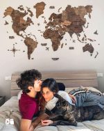 نقشه جهان چوبی پازلی پرایم قهوه ای