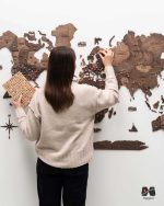 نصب نقشه جهان چوبی پازلی پرایم قهوه ای تیره و روشن
