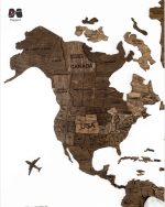 قاره امریکا نقشه جهان چوبی پازلی پرایم قهوه ای