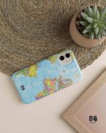 قاب موبایل طرح نقشه جهان آبی مپگرد