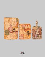 ست کاور پاسپورت تگ چمدان و جاکارتی طرح نقشه جهان قدیمی