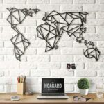 دیوارکوب نقشه جهان مینیمال لاین آرت