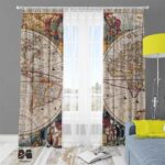 پرده طرح نقشه جهان آنتیک