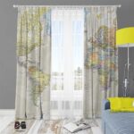 پرده طرح نقشه جهان کرم