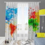 پرده طرح نقشه جهان اسپلش