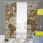 پرده طرح نقشه جهان چوب