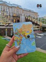 جلد پاسپورت و شناسنامه طرح نقشه جهان آبی