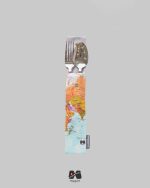 جا قاشق چنگالی سفری طرح نقشه جهان آبی