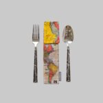 جا قاشق چنگالی دکمه دار طرح نقشه جهان وینتیج مپگرد