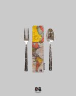 جا قاشق چنگالی دکمه دار طرح نقشه جهان وینتیج مپگرد