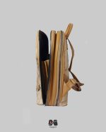 کوله پشتی چرم طرح نقشه جهان قدیمی مپگرد - تصویر باز کوله