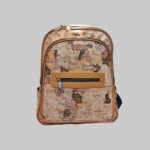 کوله پشتی چرم طرح نقشه جهان قدیمی جیب دار