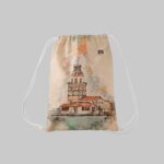 کوله پشتی مخمل طرح استانبول برج دختر