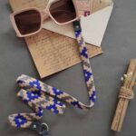 بند عینک گلیمی آبی و کرم مپگرد