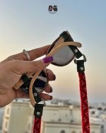 بند عینک سوزن دوزی بلوچی و پشت عینک چوبی