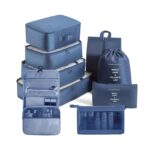 ست نظم دهنده چمدان 9 تکه وارداتی (با کیف لوازم بهداشتی) سرمه ای