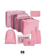 ست نظم دهنده چمدان 9 تکه وارداتی (با کیف شارژر) صورتی