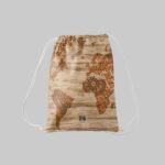 کوله پشتی مخمل طرح نقشه جهان چوبی